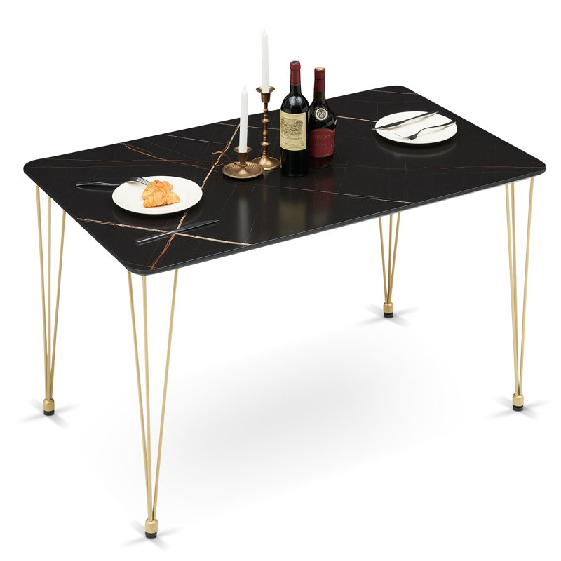 Mallee Rectangular 47.5'' L x 30'' W Marble Dining Table  with Hairpin Legs