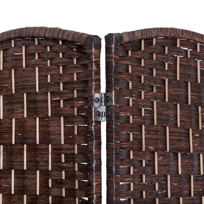 Wicker Weave 4 Panel Room Divider Privacy Screen, Brown