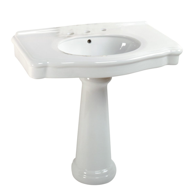 Lavabo de salle de bain rectangulaire sur pied 23 po avec robinet et trop-plein