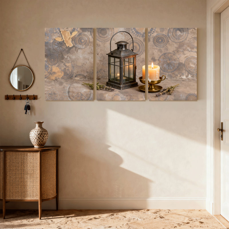 «Fashion Rustic Lantern», ensemble de 3 impressions sur toile, H 24 po x l 48 po