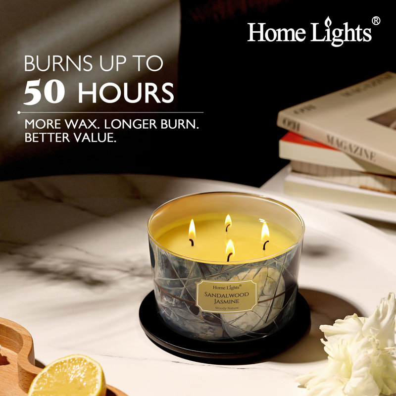 Agrume Amalfi | Bougies longue durée en cire de soja à 4 mèches - Homelights