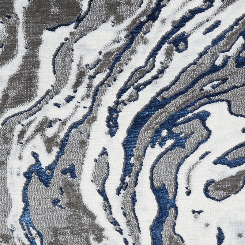 Apollo Modern Marble Metallic Rug Grey/Navy