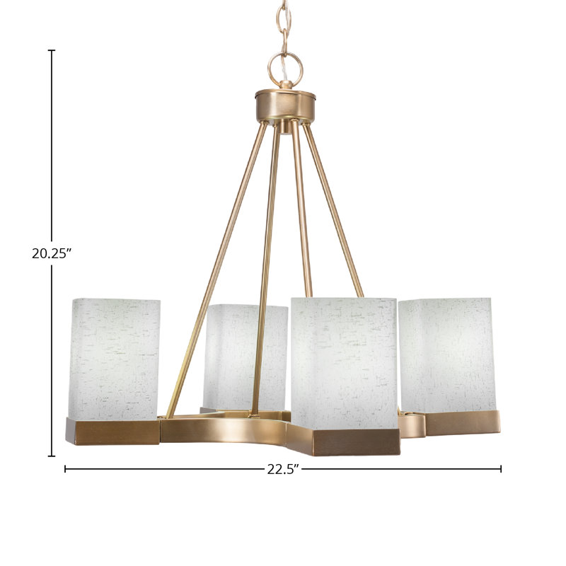 Lustre à 4 lumières Karson illustré en laiton vieilli avec verre mousseline carré 4 po