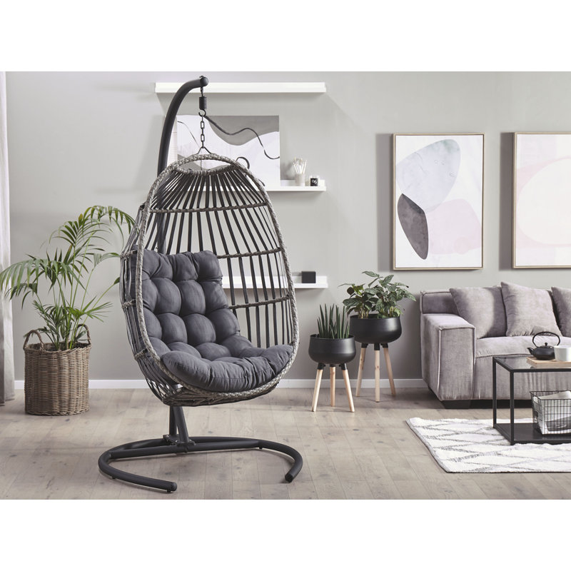 Burlison Swing Chair with Stand, Dark Grey, Brown/Beige
