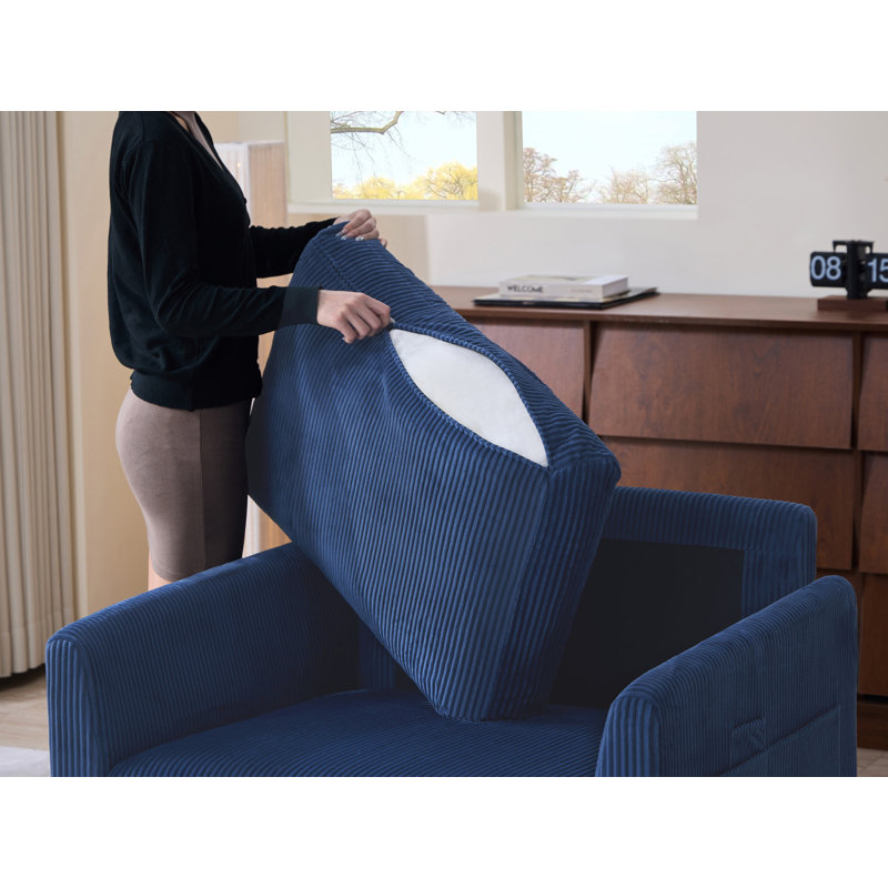 Fauteuil d'appoint rembourré avec rangement, Bleu