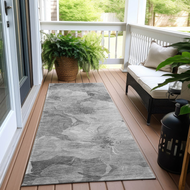 Tapis gris intérieur / extérieur lavable à la machine Claudian ACN1542, Tapis de couloir 2 pi 3 po x 7 pi 6 po