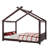Full House Floor Bed With Support Slats, Solid Wood House Bed Frame For Kids, No Box Spring Needed And Opening Constructure, Espresso-947451814-947451813