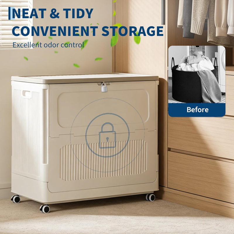 Plastic Storage Box with Folding Lid – 73 Liter Capacity, Sturdy Material, Space‑Saving Design, Versatile Use, Durable Construction