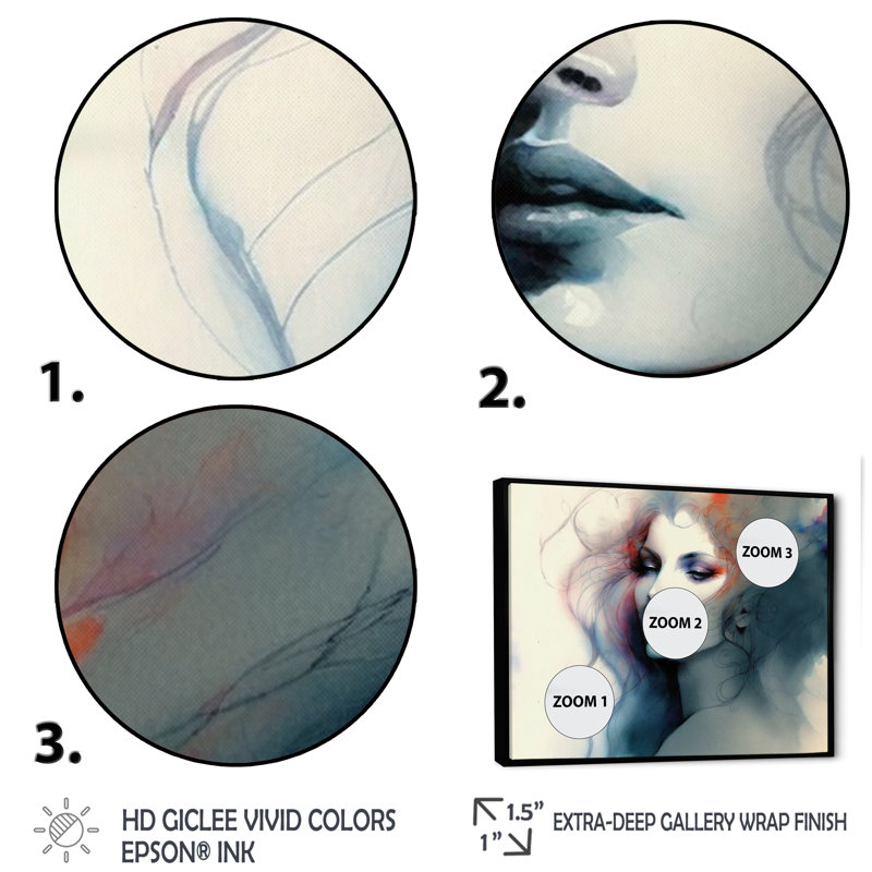 «Anthonio Sensual Woman Impression Watercolor V», reproduction sur toile, H 34 po x l 44 po x P 1,5 po