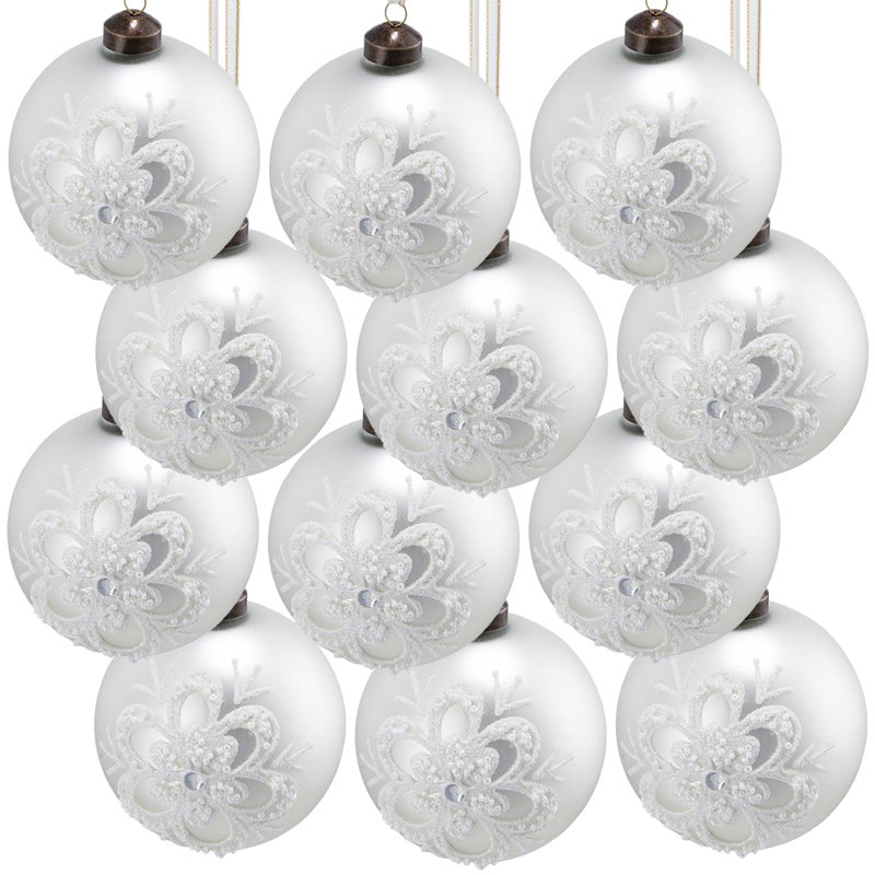 D3 "boules de Noël, boules de Noël suspendues en verre pour décorations de fêtes, lot de 12