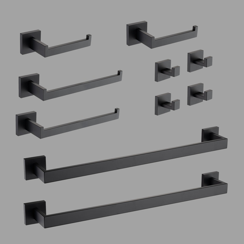 Ensemble de quincaillerie de salle de bain 10 pièces, Noir mat