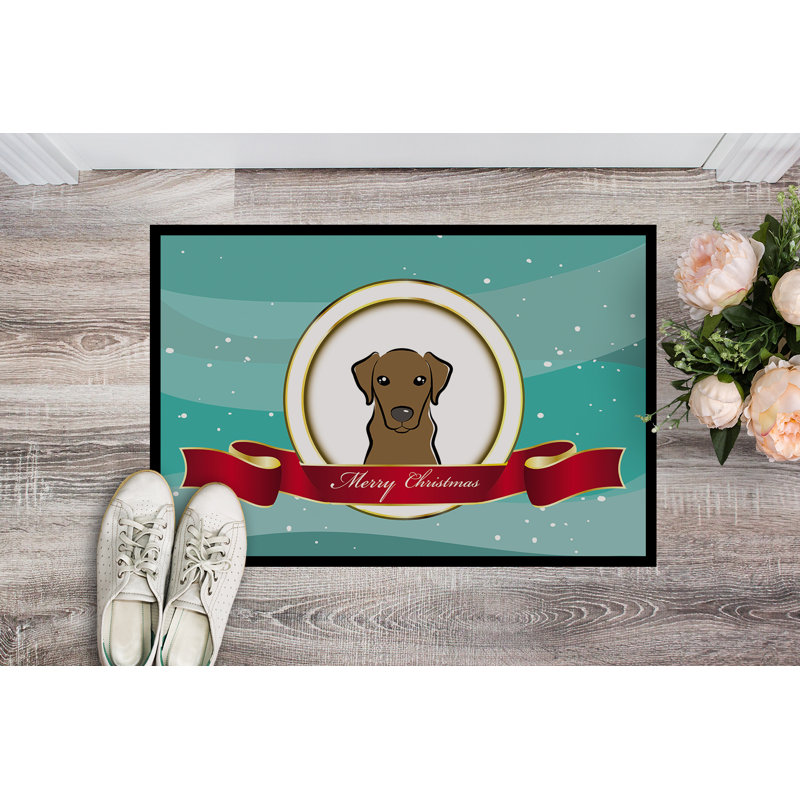 Tapis de noël pour l’extérieur antidérapant joyeux noël, Chocolat, Rectangle 1 pi 6 po x 2 pi 3 po
