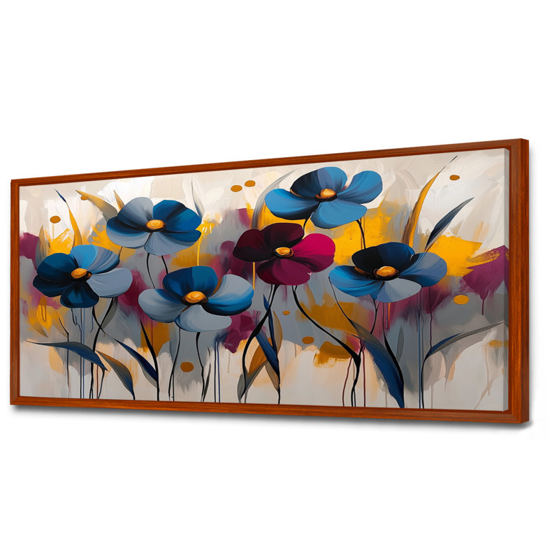 Décoration murale rouge bleuet bleuet - bleuet, H 28 po x l 60 po, Cadre flottant, Brun