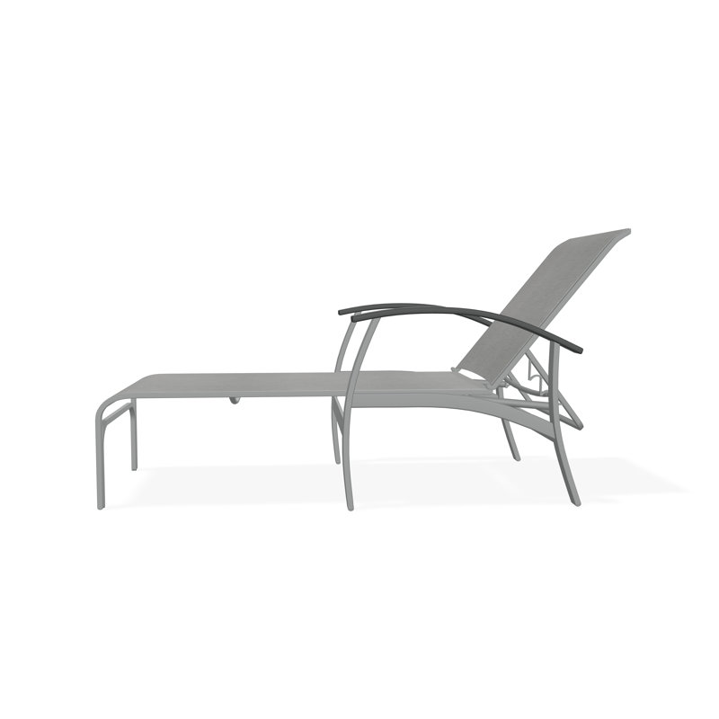 Belle Isle Sling Aluminum Frame Four Position Lay-flat Chaise With Marine Grade Polymer Arm Accent, Graphite