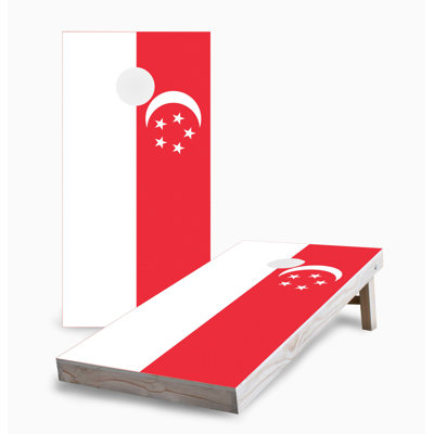 Singapore Flag 2x4 Cornhole Board Set | Includes (2) Boards (8) Bags & Optional Accessories
