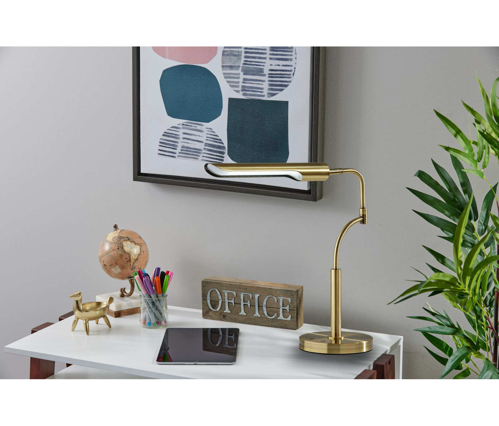 Metal Desk Lamp, Antique Brass