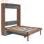 Lit escamotable double avec bureau pliable - Lit escamotable mural - Noyer et gris-1452775817