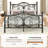 Queen Metal Platform Bed with Butterfly-Style Headboard and Footboard, Under-Bed Storage, Easy Assembly, Black-1325450357-1325450352