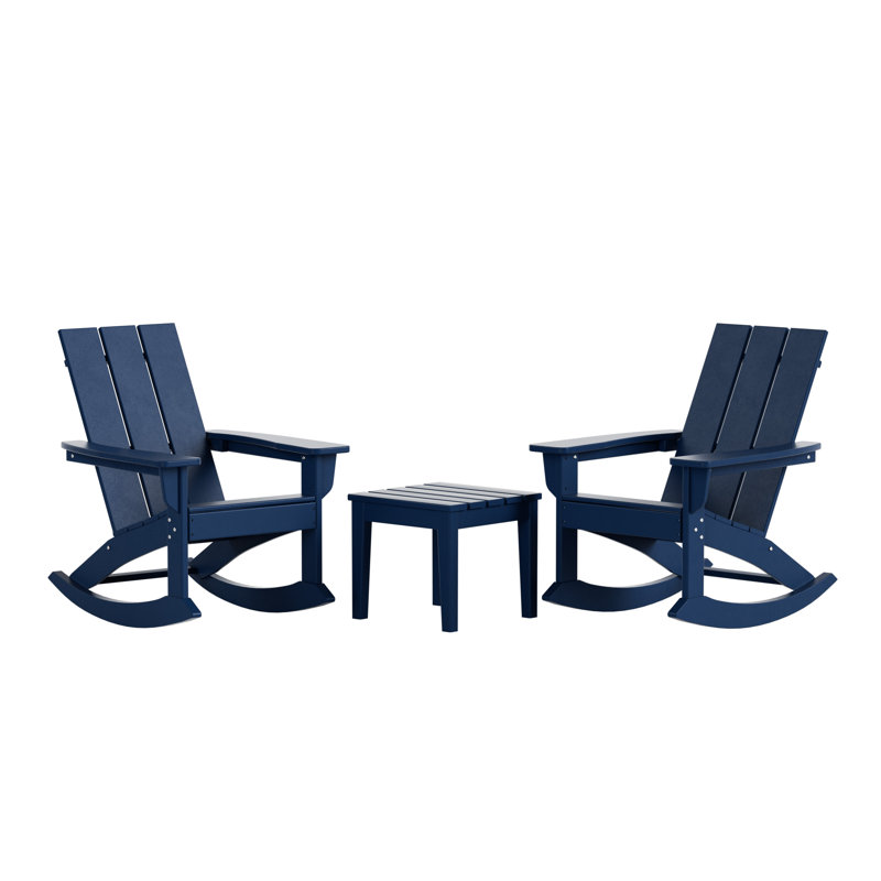 Chaise berçante d'extérieur en plastique Joubert, Bleu marine