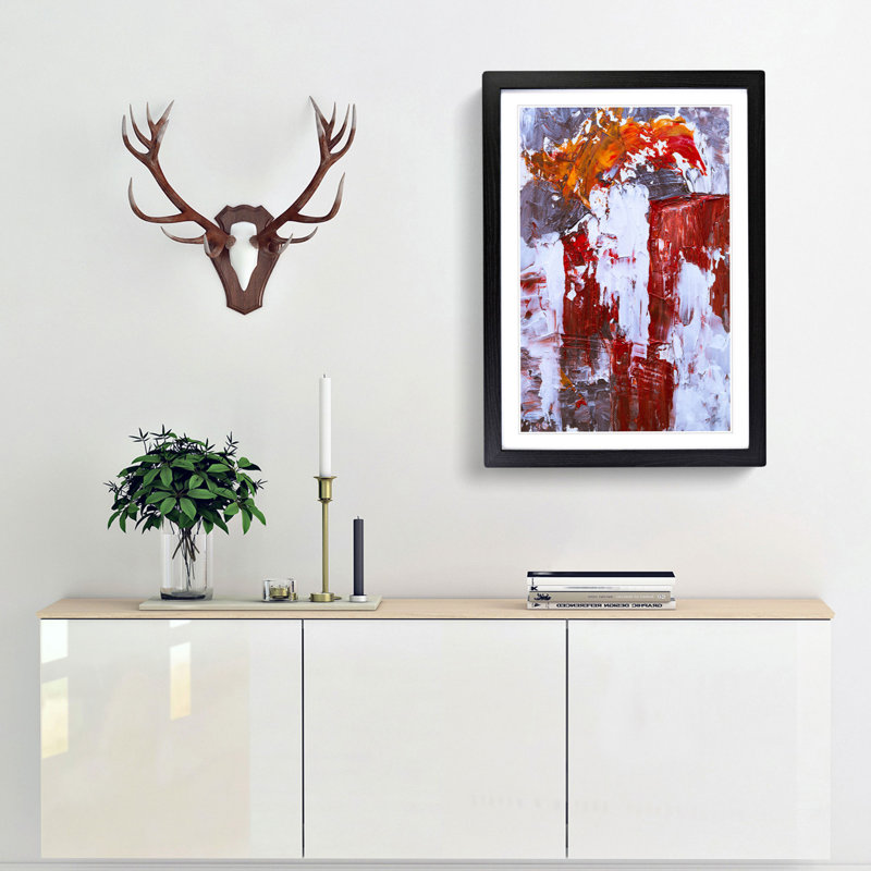Abstract Art Painting Vol.45 by S.Johnson - Framed Print, 48cm H x 36cm W x 2cm D, Black Framed