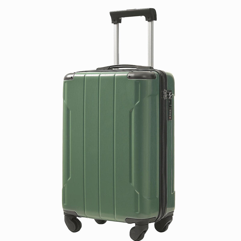 Valise de transport rigide de 20 pouces, valise légère en ABS durable avec roulettes pivotantes, verrou TSA intégré, 2 cubes de rangement, vert
