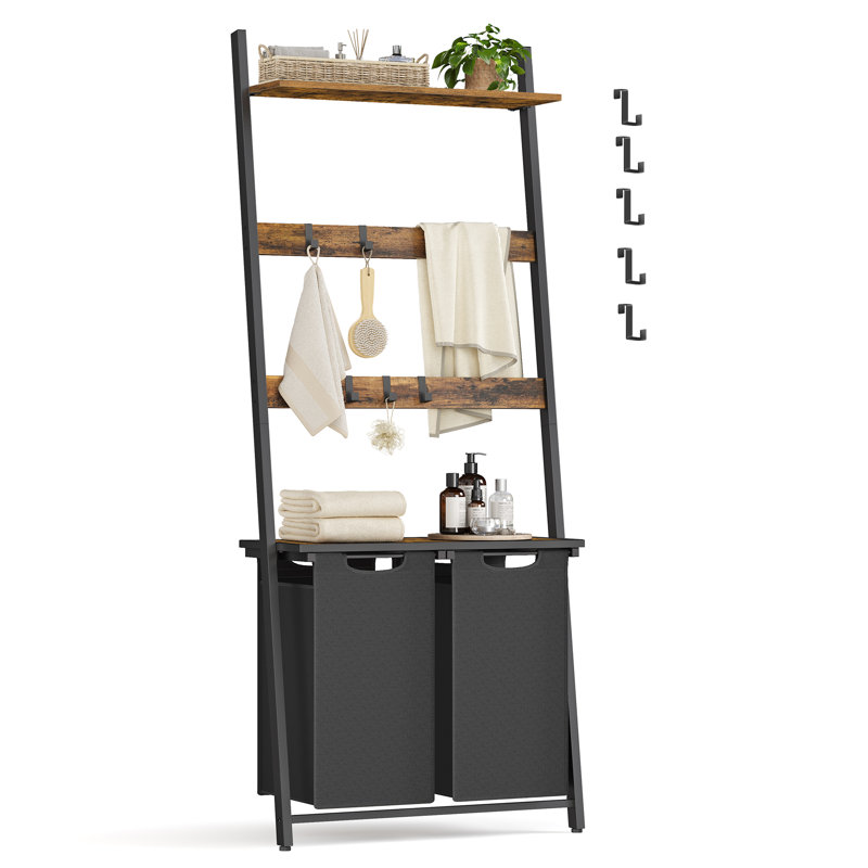 Laundry Hamper, Rustic Brown/Black