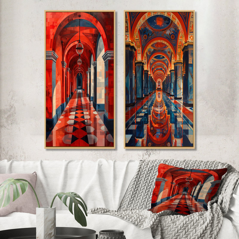 Ensemble de 2 pièces d'art mural, H 32 po x l 32 po, Érable, Impression encadrée