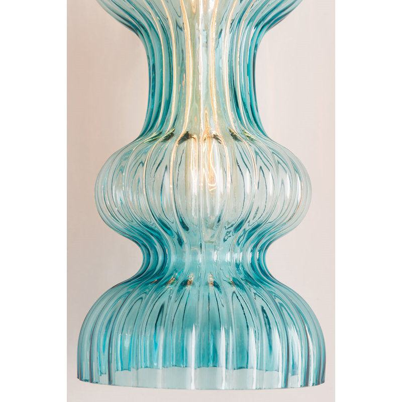 Pomfret 1 - Light Pendant, Blue, Aged Brass