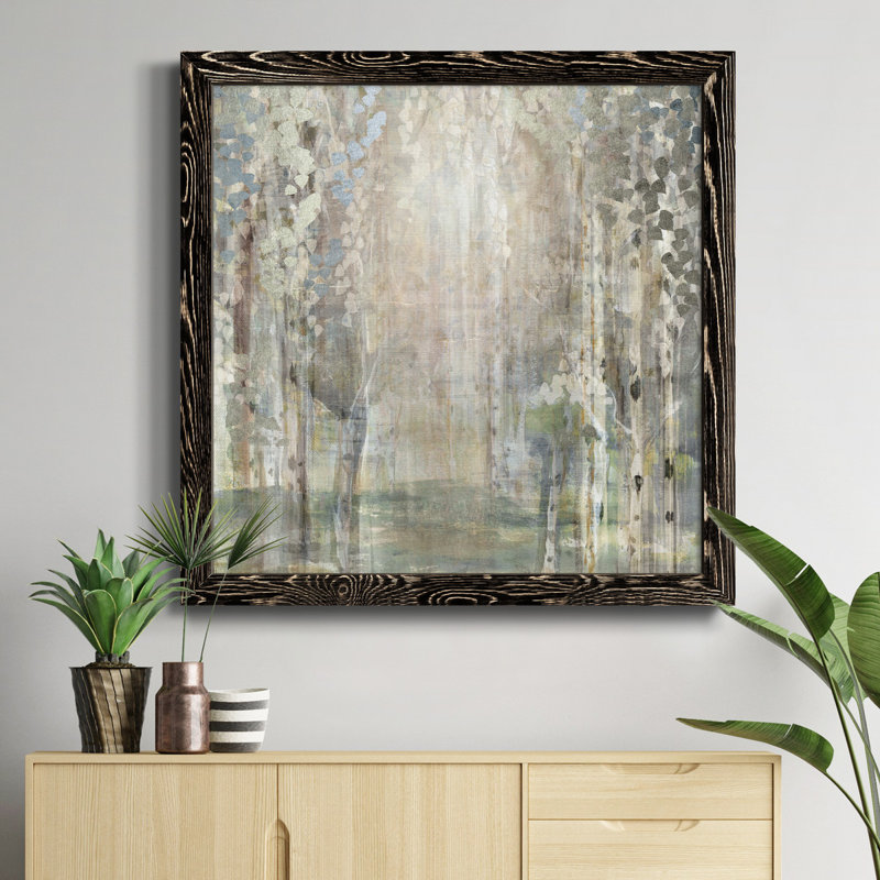 «Blossoms in Mist», peinture sur toile encadrée, H 27,5 po x l 27,5 po x P 1,5 po, Cadre noir