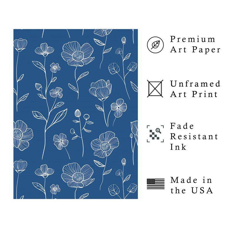 Motif floral de fleurs bleues à motif de chalet, H 7 po x l 5 po