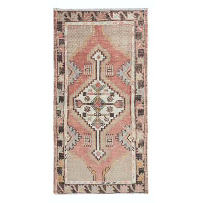 Petit tapis Mid-Century turc, tapis décoratif noué à la main, tapis de porte tribal