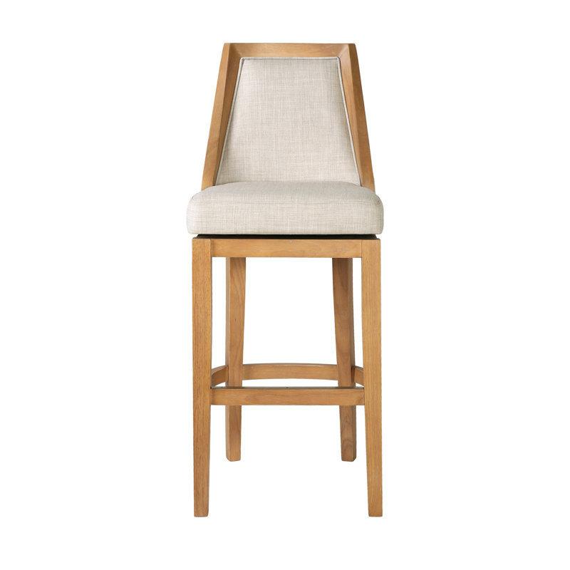 Ellis Solid Wood Upholstered Swivel Counter and Bar Stool, Counter Stool (26" Seat Height), Weathered Oak