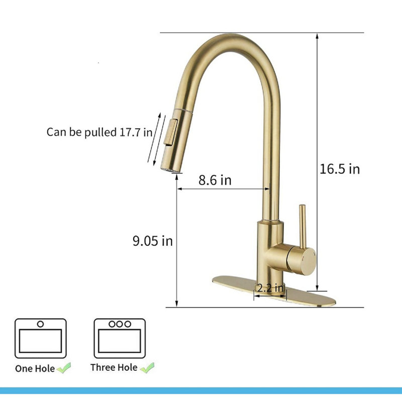 NOVEL Pull Down Touch Kitchen Faucet, Brushed Gold