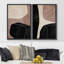 Reproduction de style Mid-Century de style Mid-Century brun, brun et brun clair, variété de formes abstraites, chic moderne sur toile, 2 pièces-92285682-92285684