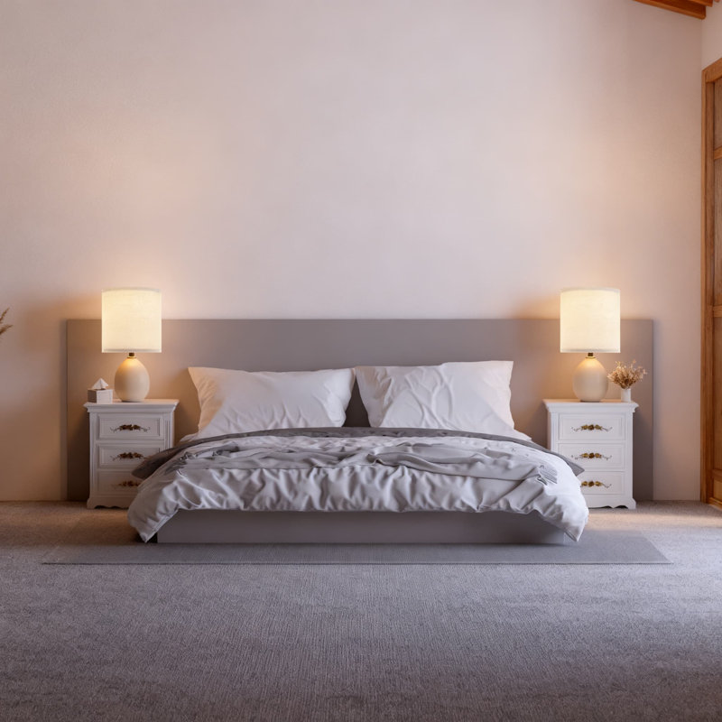 Ensemble de 2 lampes de table à intensité variable pour le salon et la chambre à coucher, abat-jour en lin moderne avec base en céramique, 3 réglages de température de couleur, lampes de table de chevet de 18,5 pouces