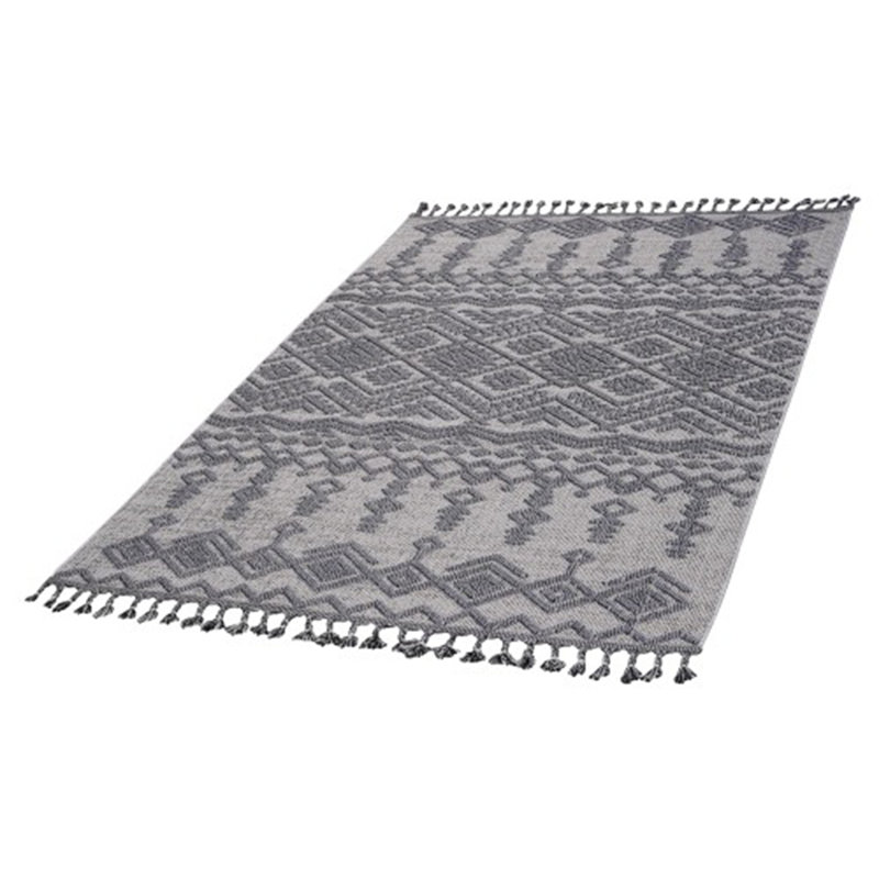 LOOM & LUXE White-Gray Stylish Traditional Narrow Indoor/Outdoor Rug, Rectangle 4' x 6'2"