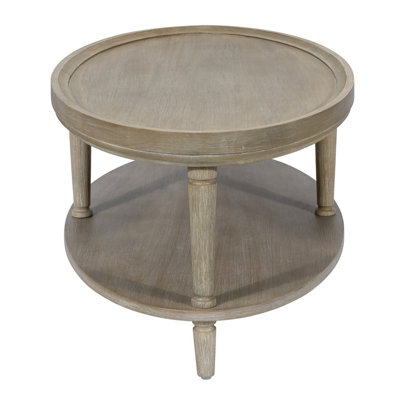 Ayanna Oval Reclaimed Greige Wood Coffee Table with Shelf