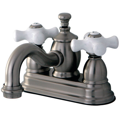 Robinet de salle de bain central à 4 poignées à 3 trous à fixation sur le comptoir avec laiton escamotable Kingston