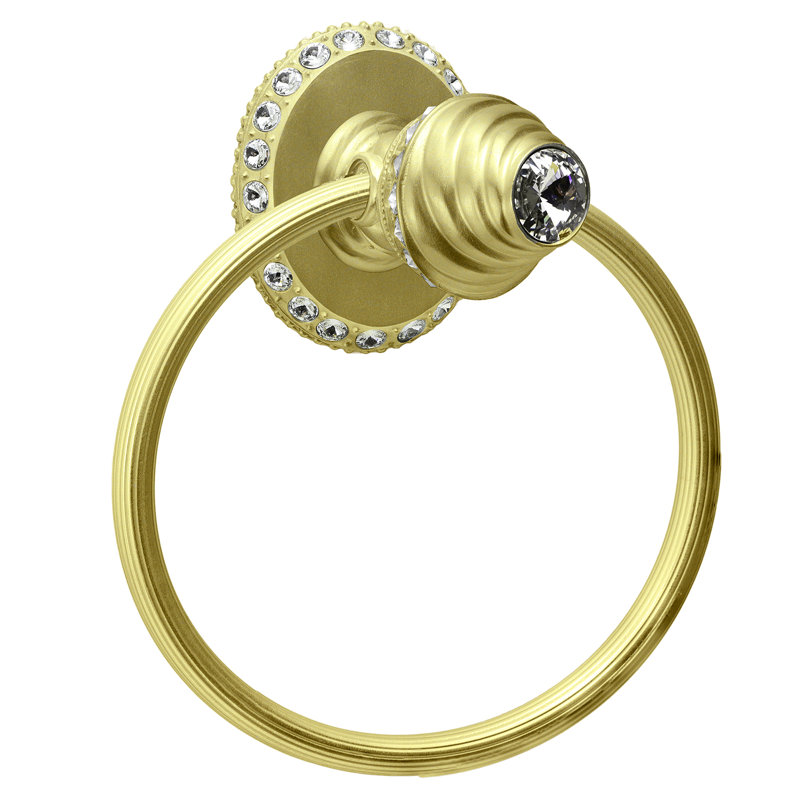 Caché ll full swing towel reeded ring right with Swarovski Clear Crystals in Gilded Mercury, Gold