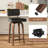 Set of 2 Swivel Bar Stools 26 Inch - Counter Height Bar Stools with Back, Faux Leather Upholstered Kitchen Stools with Walnut Wood Legs, Black-1401791766