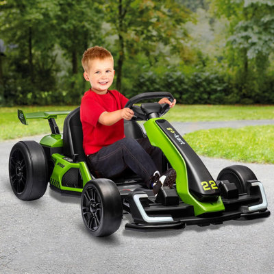 24V Kids Electric Go-Kart with Drift & Sport Modes, Dual 300W Motors, Length Adjustmen, Big Battery, EVA Tires