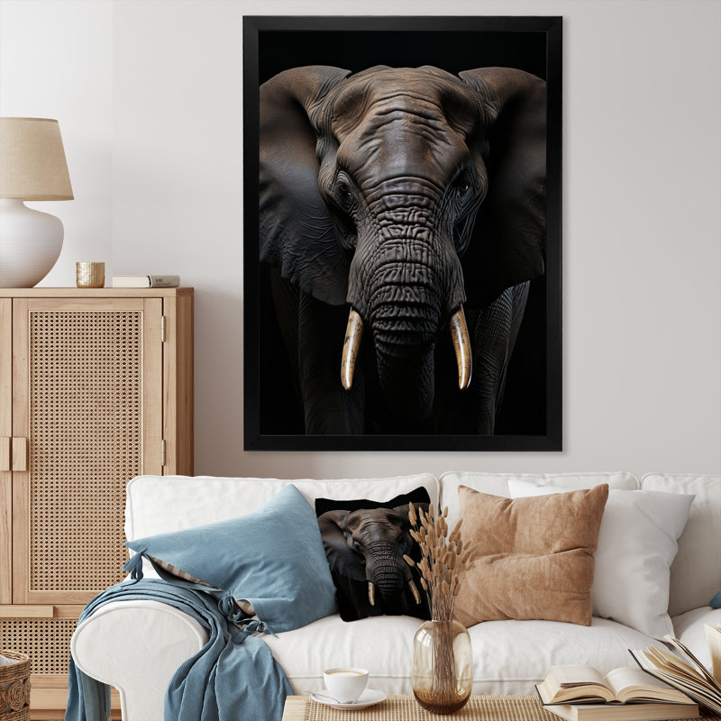 «Guse Elephant Harmony in Monicol II», reproduction sur toile, Cadre photo noir, H 20 po x l 12 po x P 1 po