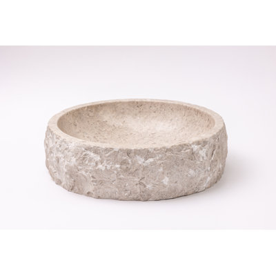 Natural Stone Vessel Bathroom Sink Circular Rustic Ojinaga Marble