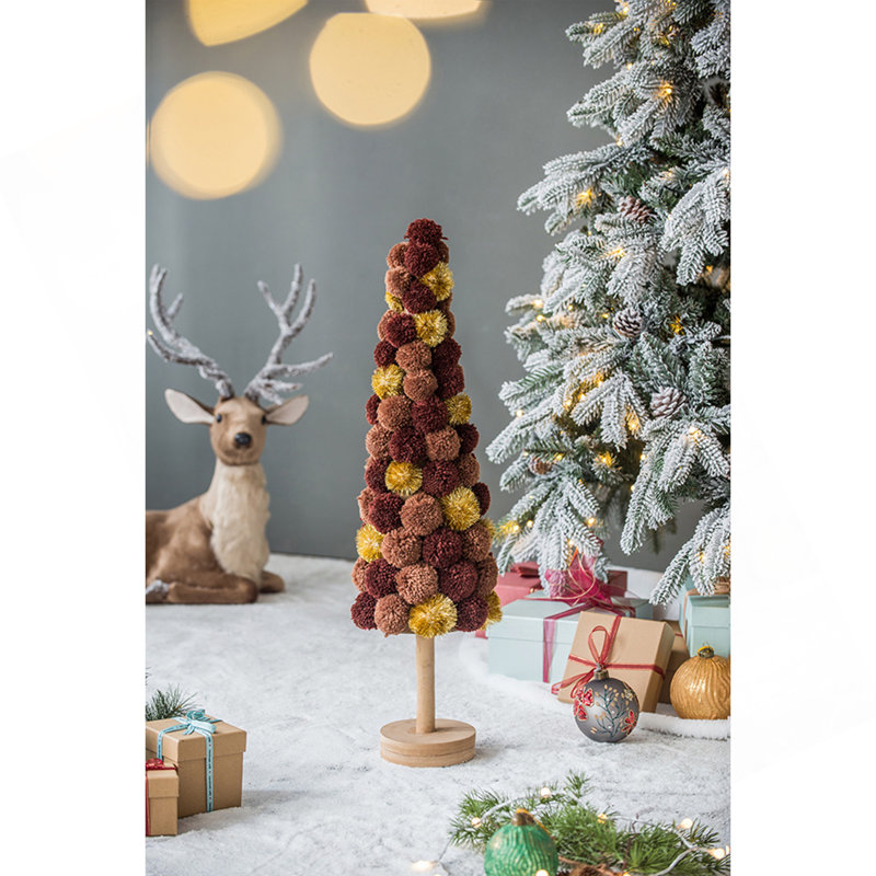 8.7X8.7X31.5" Tall Tree Christmas Table Decor, Coffee Multi