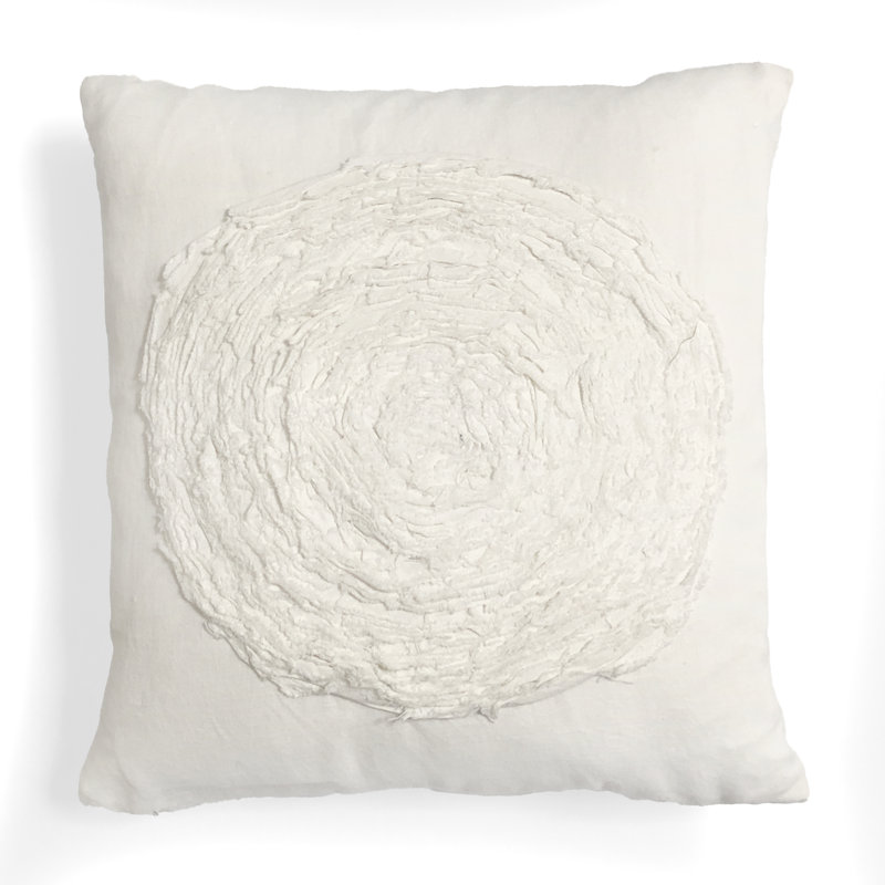 Housse et insert de coussin carré en lin Rugged Flower, Blanc