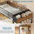Twin Over Twin Bunk Bed With Led Lights And Charging Station, Twin Size Bunk Beds With 6 Storage Drawers, Side Shelves And Boxes, Black Metal Bunk Bed With Safety Guardrail And Ladder-1409788607
