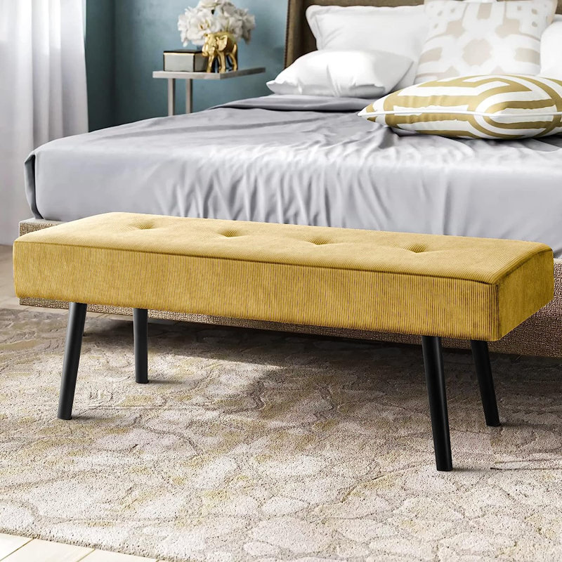 Banc rembourré 39,4 po Velours côtelé, Jaune