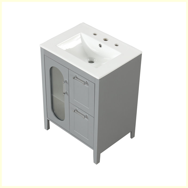 Meuble-lavabo moderne avec lavabo et tiroirs Modern, Gris