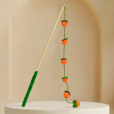 Jouet interactif pour baguette de chat avec cloche, ensemble de 6 bâtonnets en feutre - raisin * 2, persimmon * 2, pêche * 2, chaton bionique, jouet de divertissement durable résistant aux égratignures pour soulager l'ennui