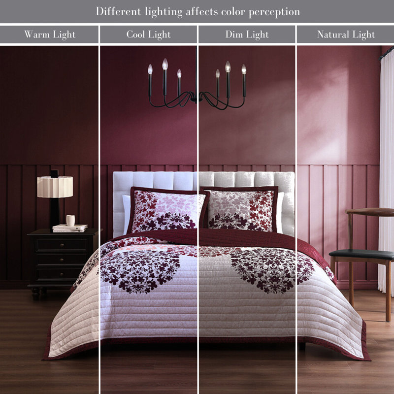 Full Red Cotton Reversible Bedspread Set